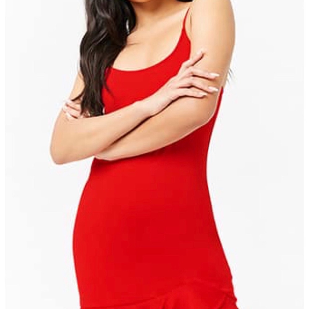 Red knit tank dress